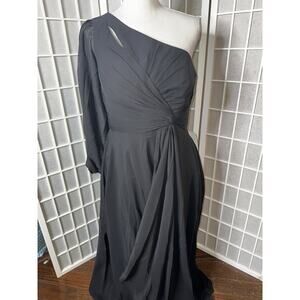 Black A-Line One Shoulder Chiffon Dress Brand New Size 8 Bridesmaid Cocktail